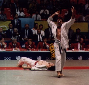 Waldemar Legien celebrating his first Olympic Gold Medal in the 1988 Seoul Olympics